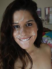 Messy Facial On Latina Babe