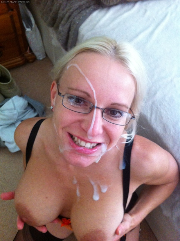 Mature Blonde Mamma Covered In Jizz